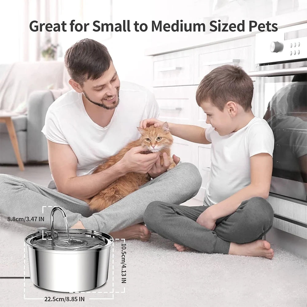 Stainless Steel Automatic Pet Cat Water Feeder Drinking Bowl