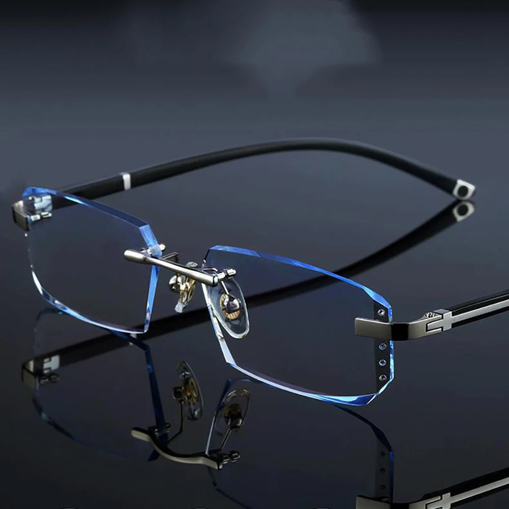 Frameless HD Anti Blue Anti Fatigue Presbyopia Men's Reading Clear Glasses +1.0~+4.0