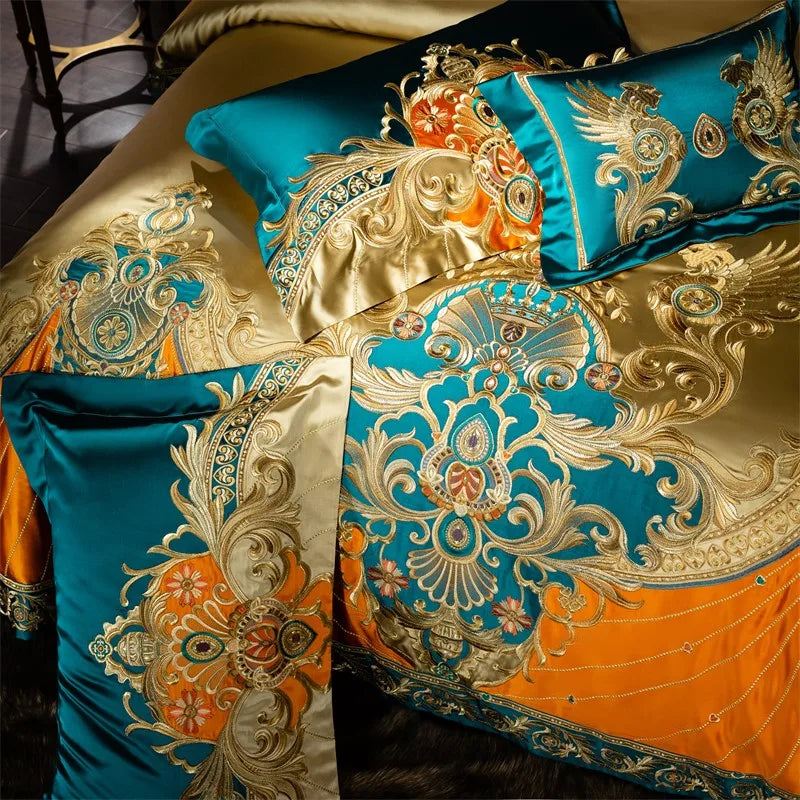 Royal Luxury Bedding Embroidery Duvet Comforter Cover Set 4/6/10Pcs