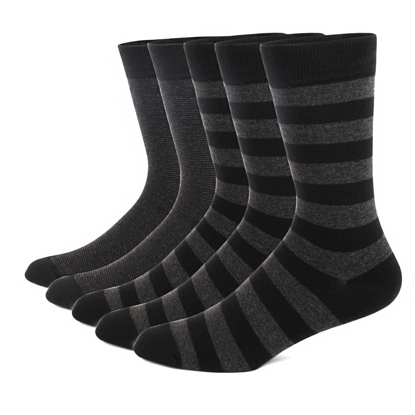 5 Pairs Men's Dress Socks High Quality Combed Cool Breathable Cotton Crew Socks Plus Size