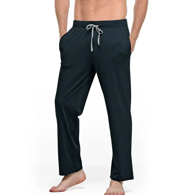 Men's Comfort Soft Cotton Simple Loose Casual Trousers Lounge Sleep Pajama Pants