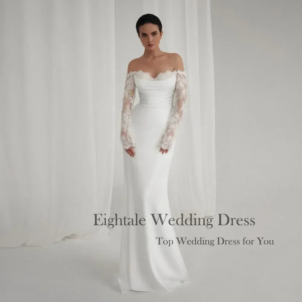 Bohemian Mermaid Wedding Dress - Custom Lace Off-Shoulder Gown