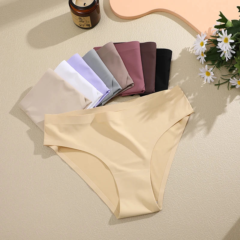 6PCS Women Seamless Panties Ice Silk Ultra Thin soft Low Rise