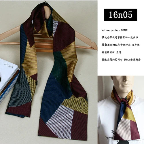 Men's silk scarves British strip printed narrow scarf suit decorative