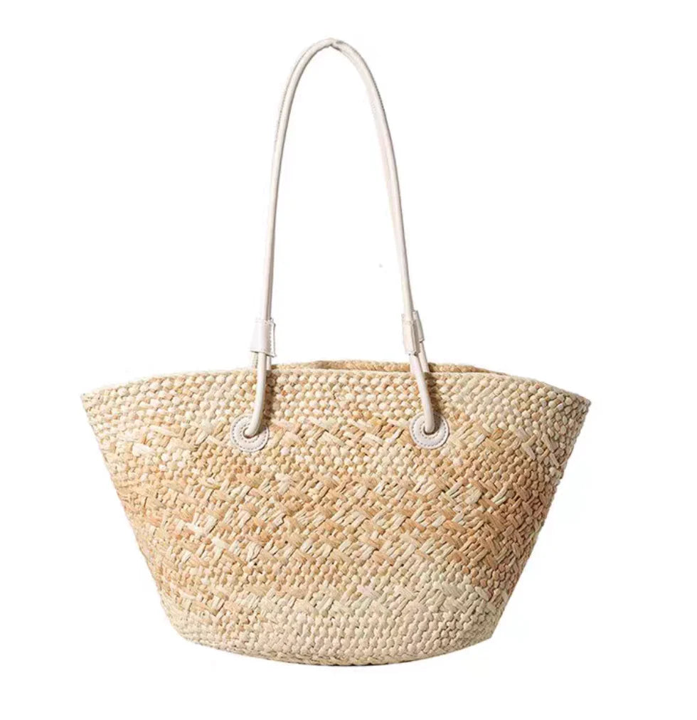 Color Straw Underarm Shoulder Bag, Summer Beach Vacation Travel Tote Bag