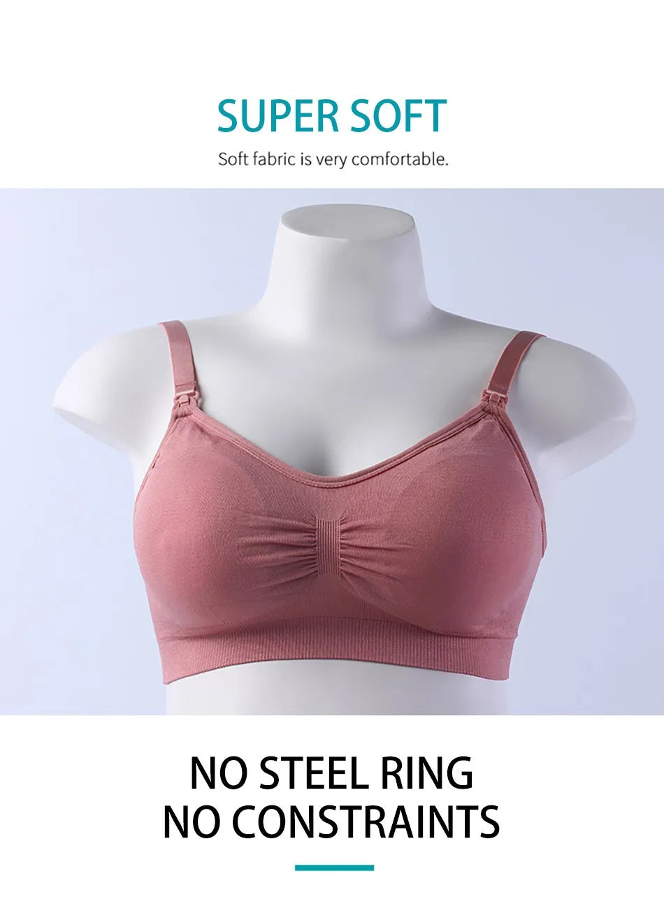 Breastfeeding Bra Upper Buckle Wirefree Seamless Postpartum Removable Chest Pad