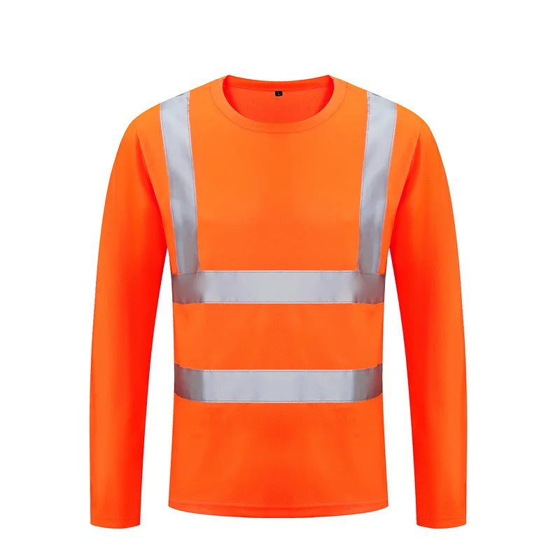 Fluorescent High Visibility T-Shirts Men Reflective Work Safety Shirts