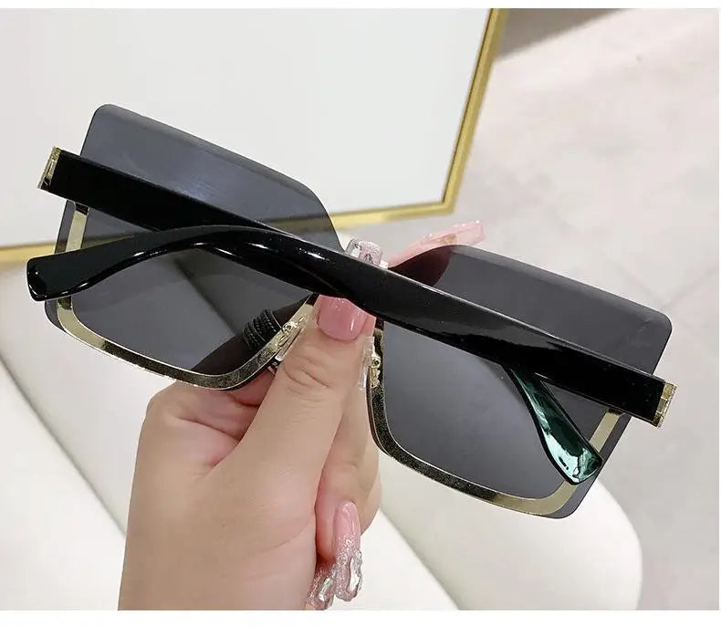 European & American Style Half-frame Metal Sunglasses Fashion Slim Anti-uv Glasses