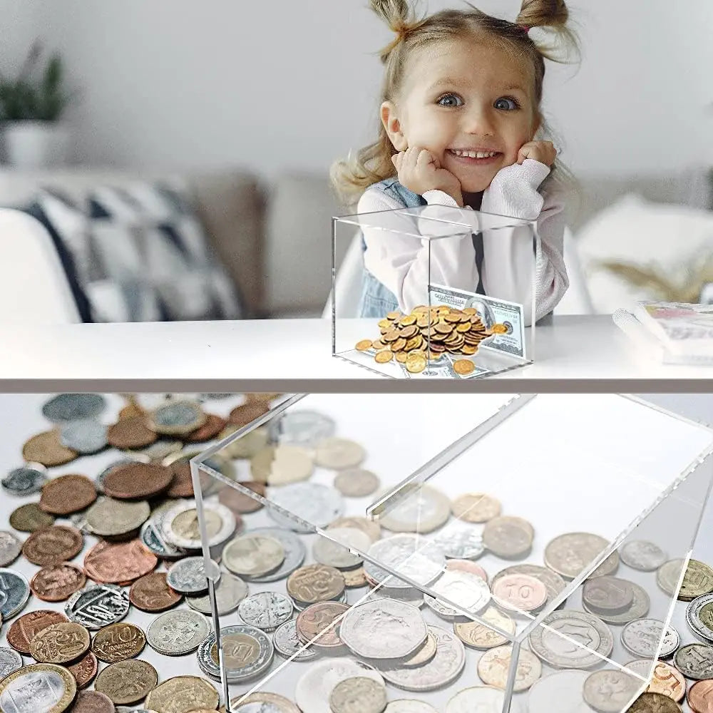Piggy Banks for Adults Clear Acrylic Money Saving Bank Break to Open