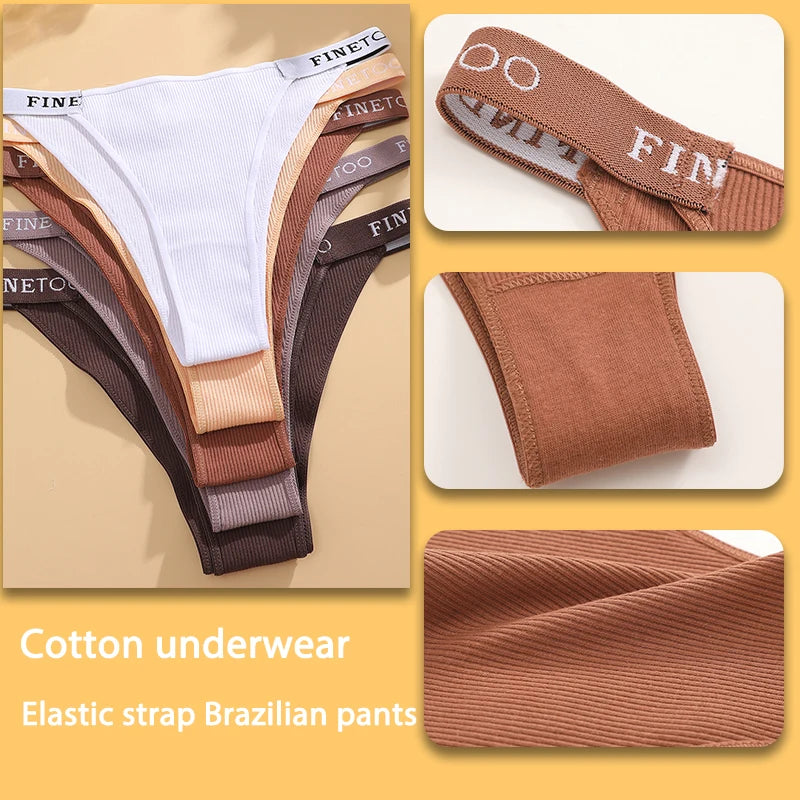 5PCS/Set Cotton Panties Briefs Women Underpants Sexy Thong
