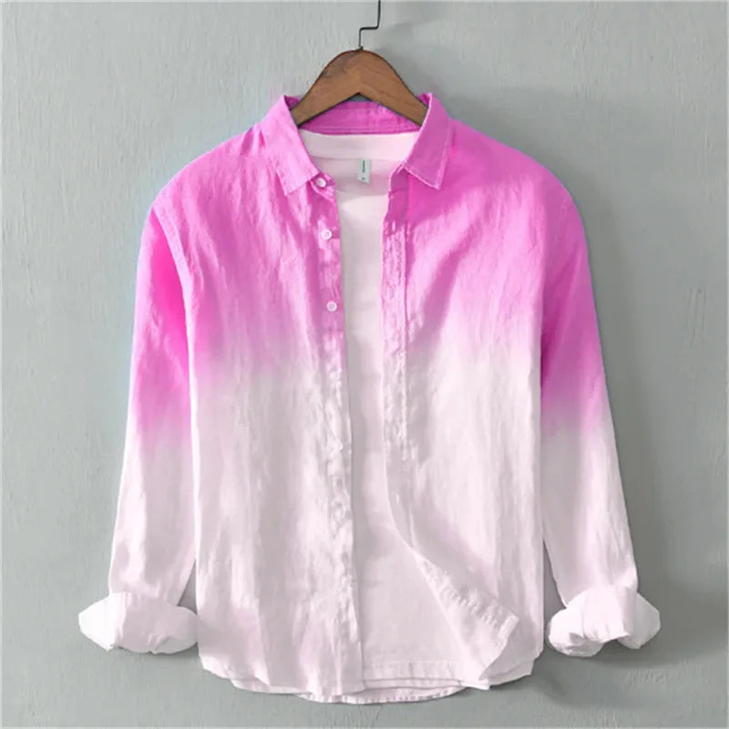 Spring and Autumn Casual Collar Shirt Long Sleeve 3D Printed Light Color XS-6XL