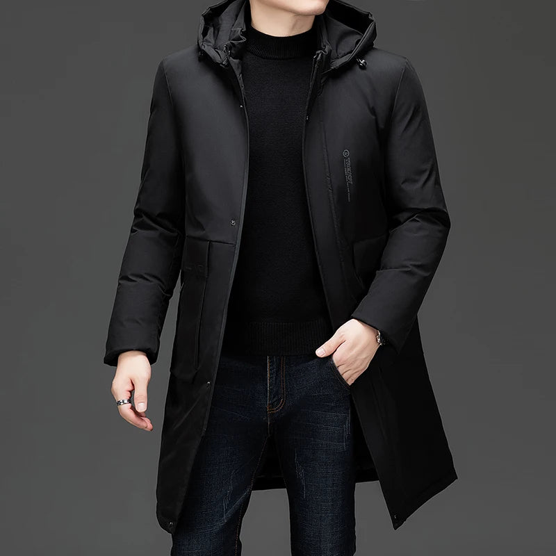 Long Thick Winter Hooded Parka Jacket Heavy Windbreaker Outdoor Windproof Coats Outerwear