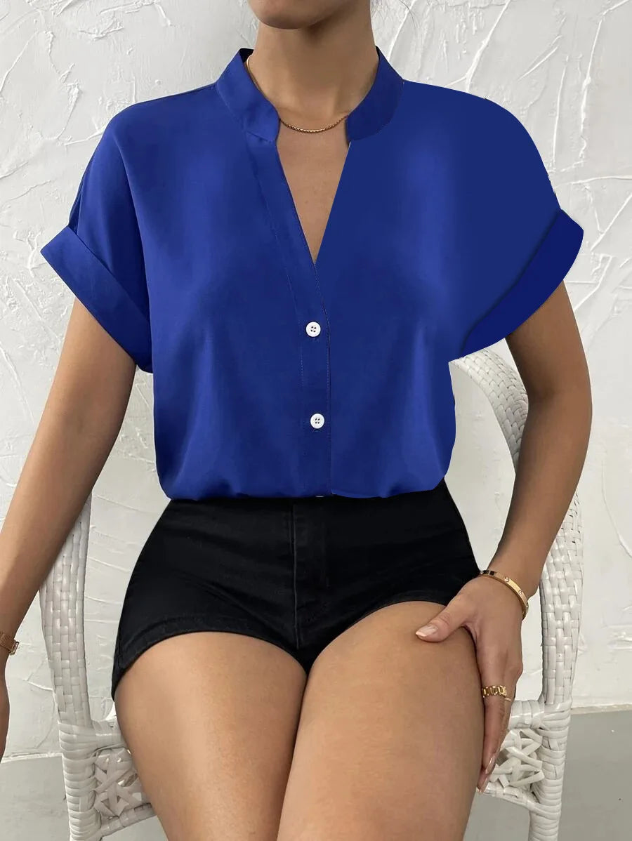 Elegant Summer V-neck Women's Shirt