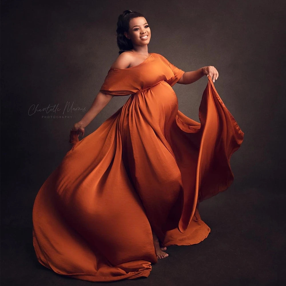 Silk Gown Maternity Photography Dress Chiffon Cloak