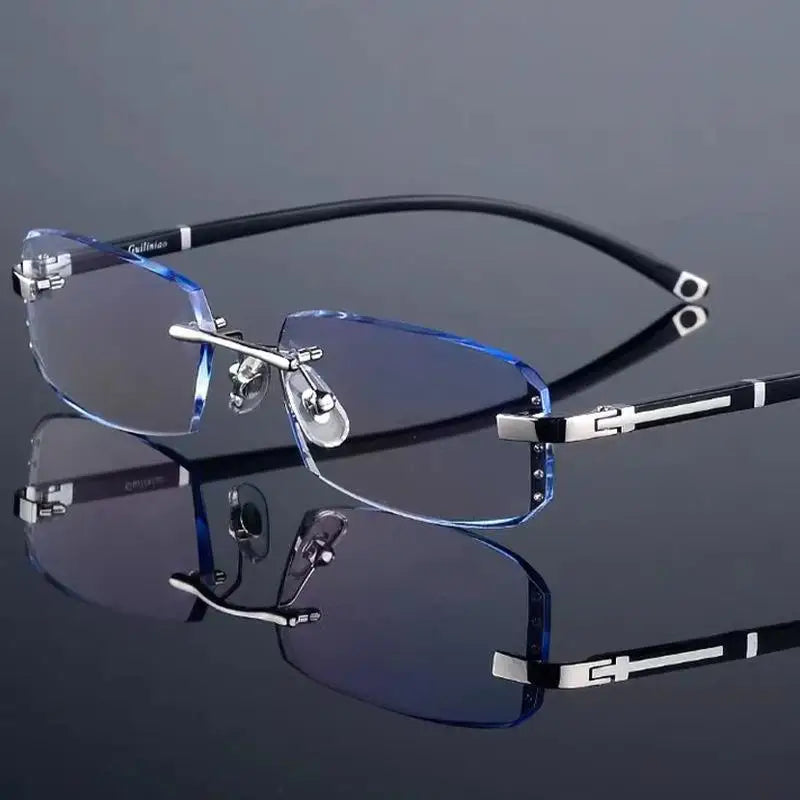 Frameless HD Anti Blue Anti Fatigue Presbyopia Men's Reading Clear Glasses +1.0~+4.0