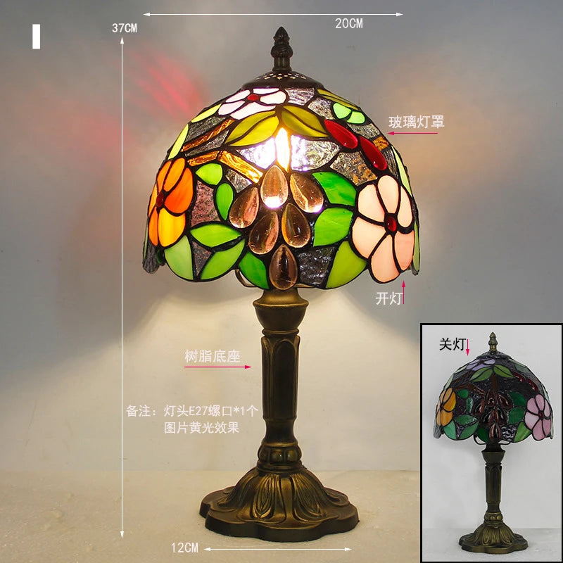 Mediterranean Baroque Retro Style Stained Colorful Handmade Glass Table Lamp E27