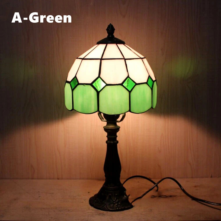 Mediterranean Baroque Retro Style Stained Colorful Handmade Glass Table Lamp E27