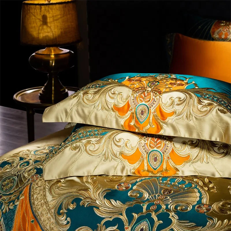 Royal Luxury Bedding Comforter Embroidery Duvet Cover Set 4/6/10Pcs