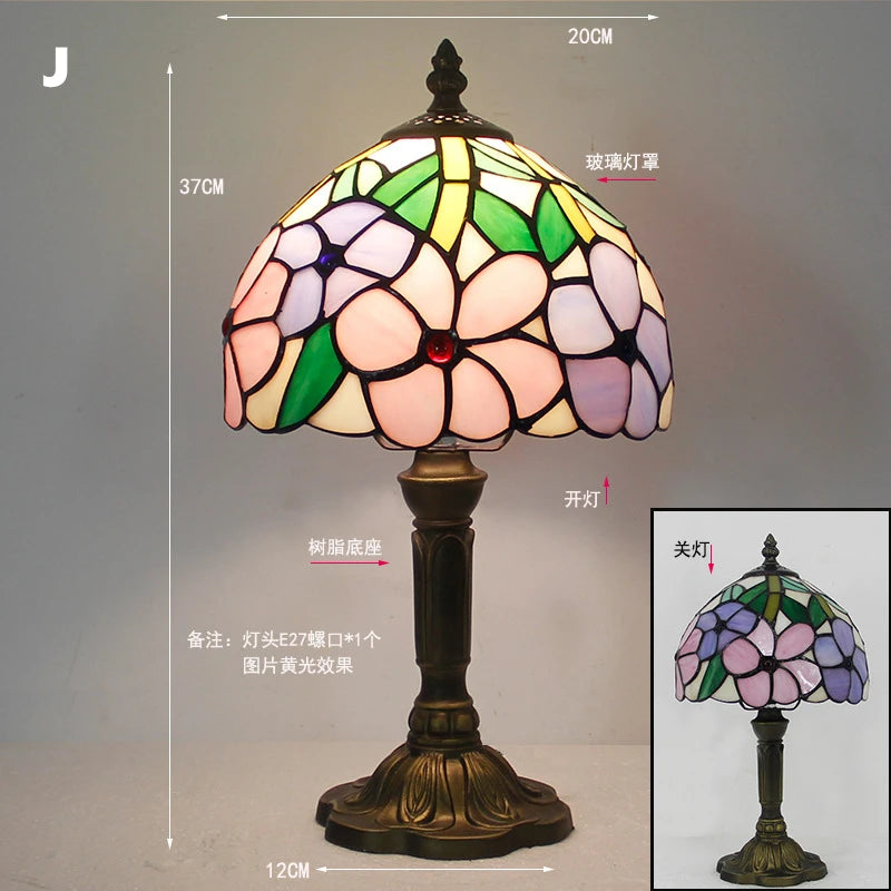 Mediterranean Baroque Retro Style Stained Colorful Handmade Glass Table Lamp E27