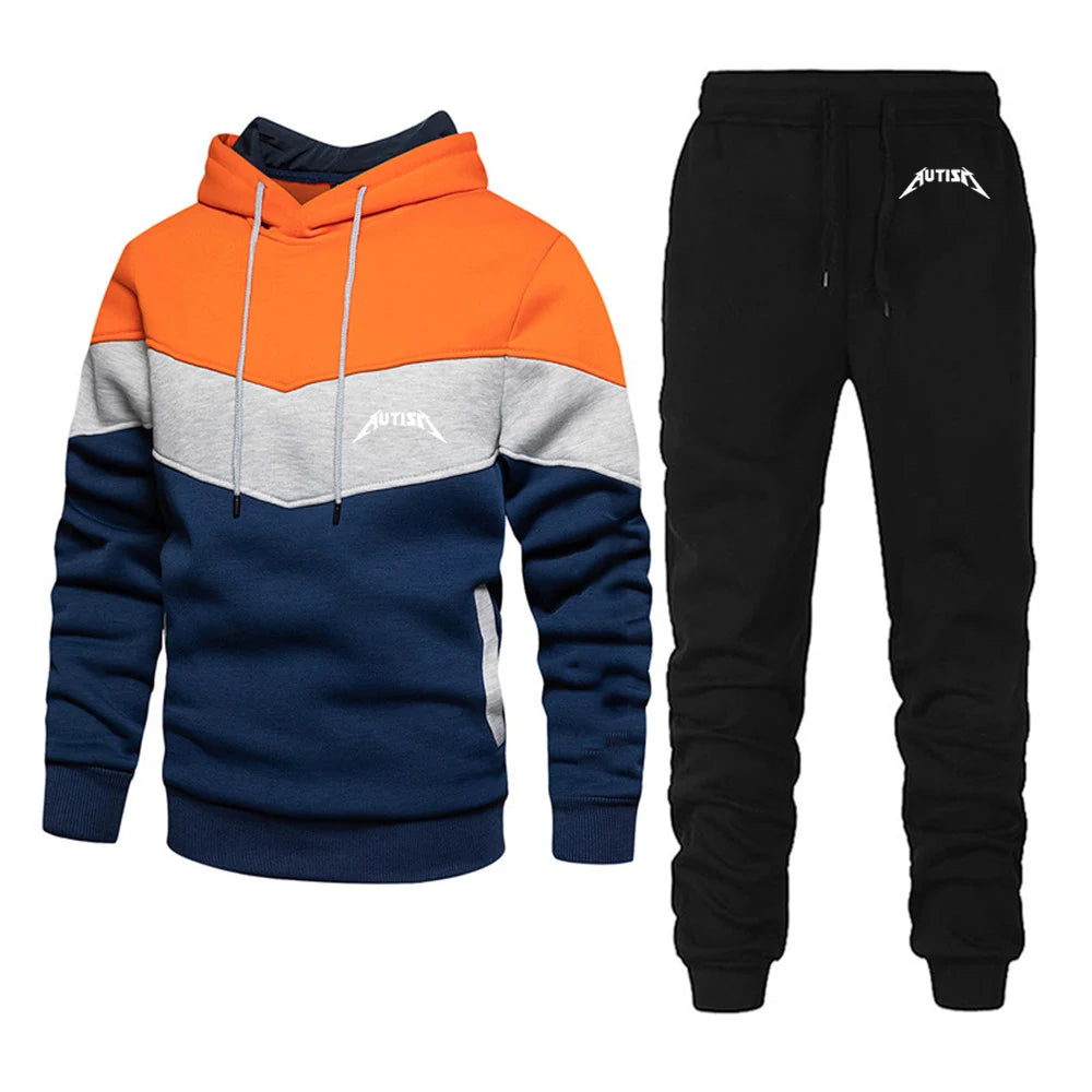 Spring Autumn Men's High Quality Long Sleeve Hooded + Leisure Pants