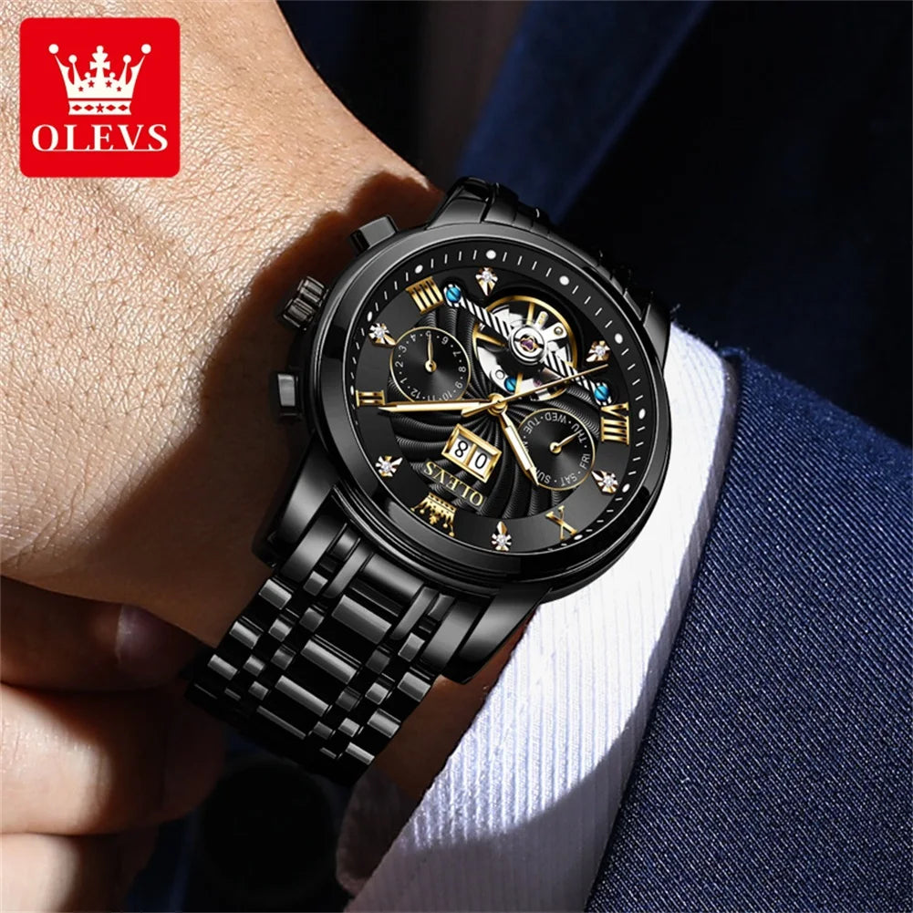 OLEVS Classic Men's Watch Tourbillon Multi-function Full Automatic Men Watch