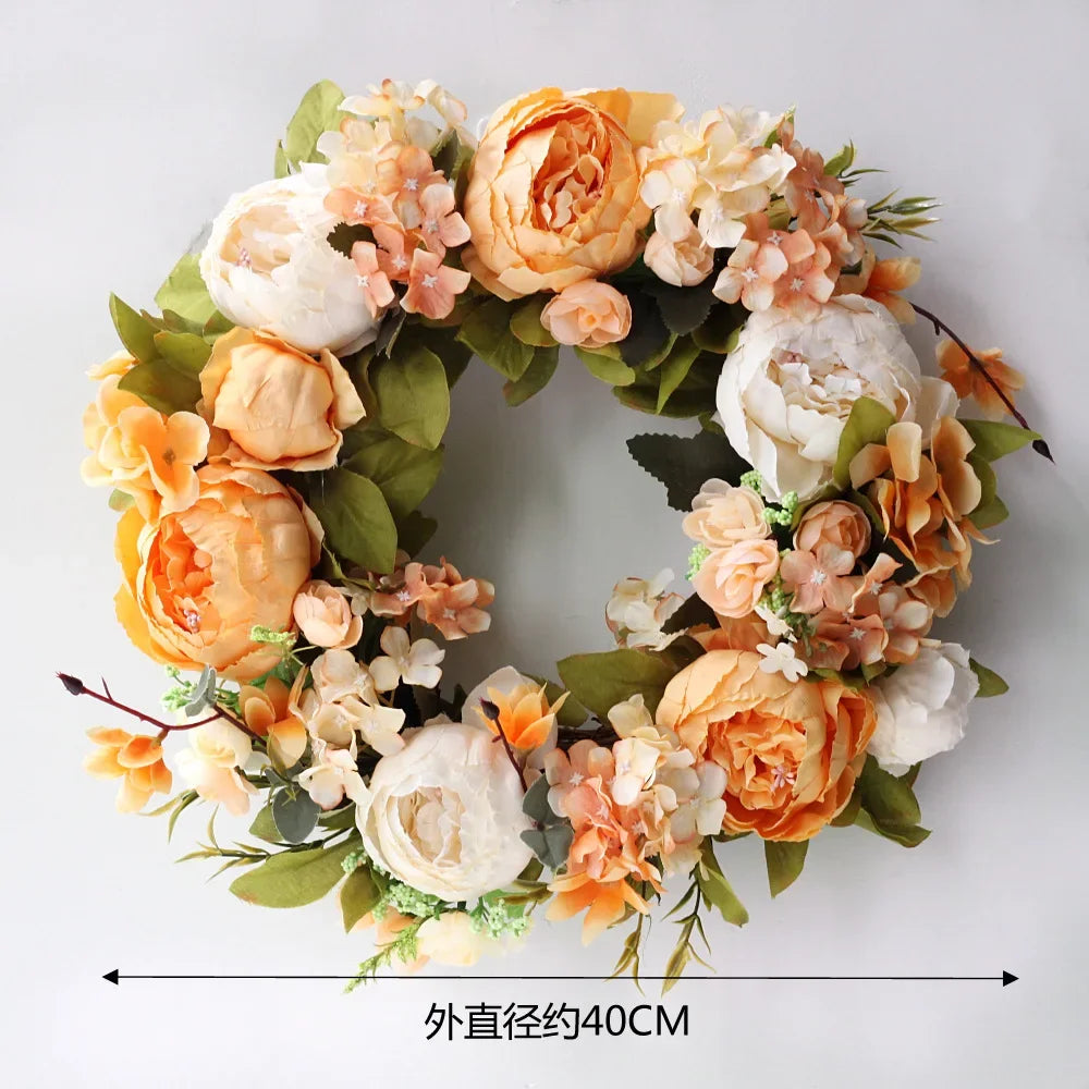 Home Decor Artificial Peony Front Door Wreath