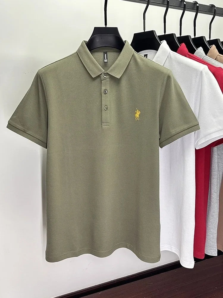 100% Cotton Breathable Short Sleeve Men's T-shirts Men Luxury Embroidery Relaxed POLO Shirt