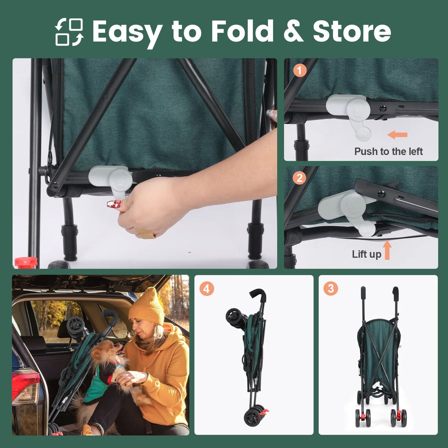 Lightweight Easy Travel Folding Puppy Stroller for Cat or Dog