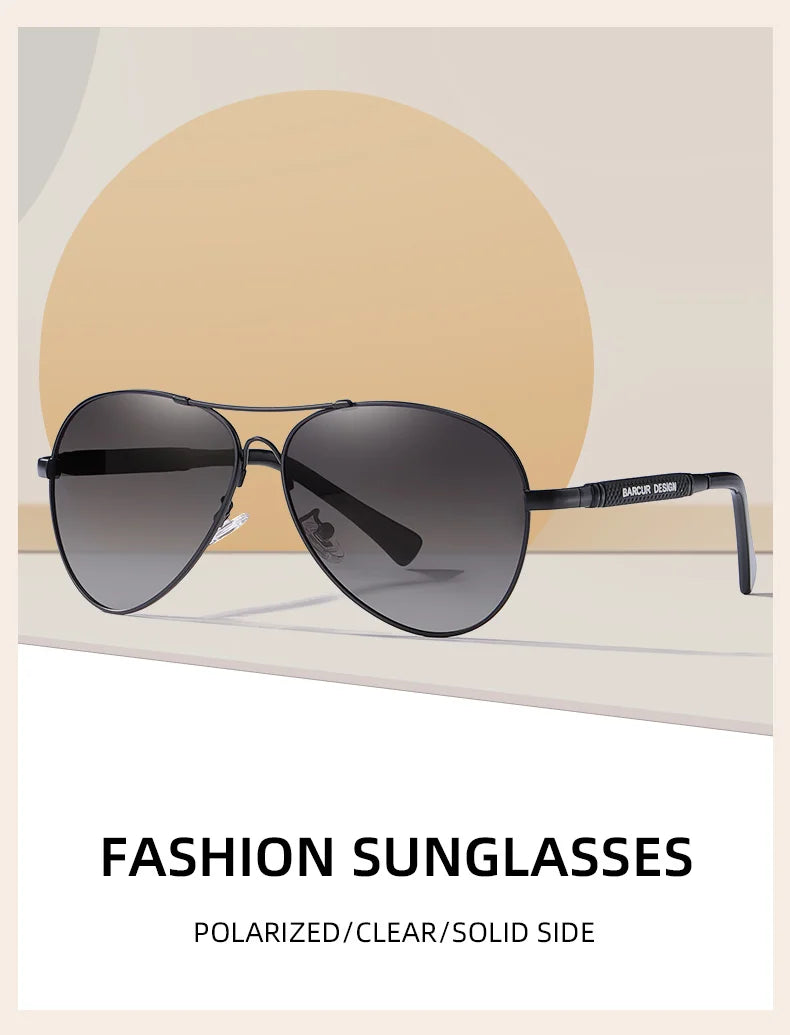 BARCUR Design Frame Sunglasses Polarized For Men Women Pilot Gradient Lens Eyewear Mirror Shades