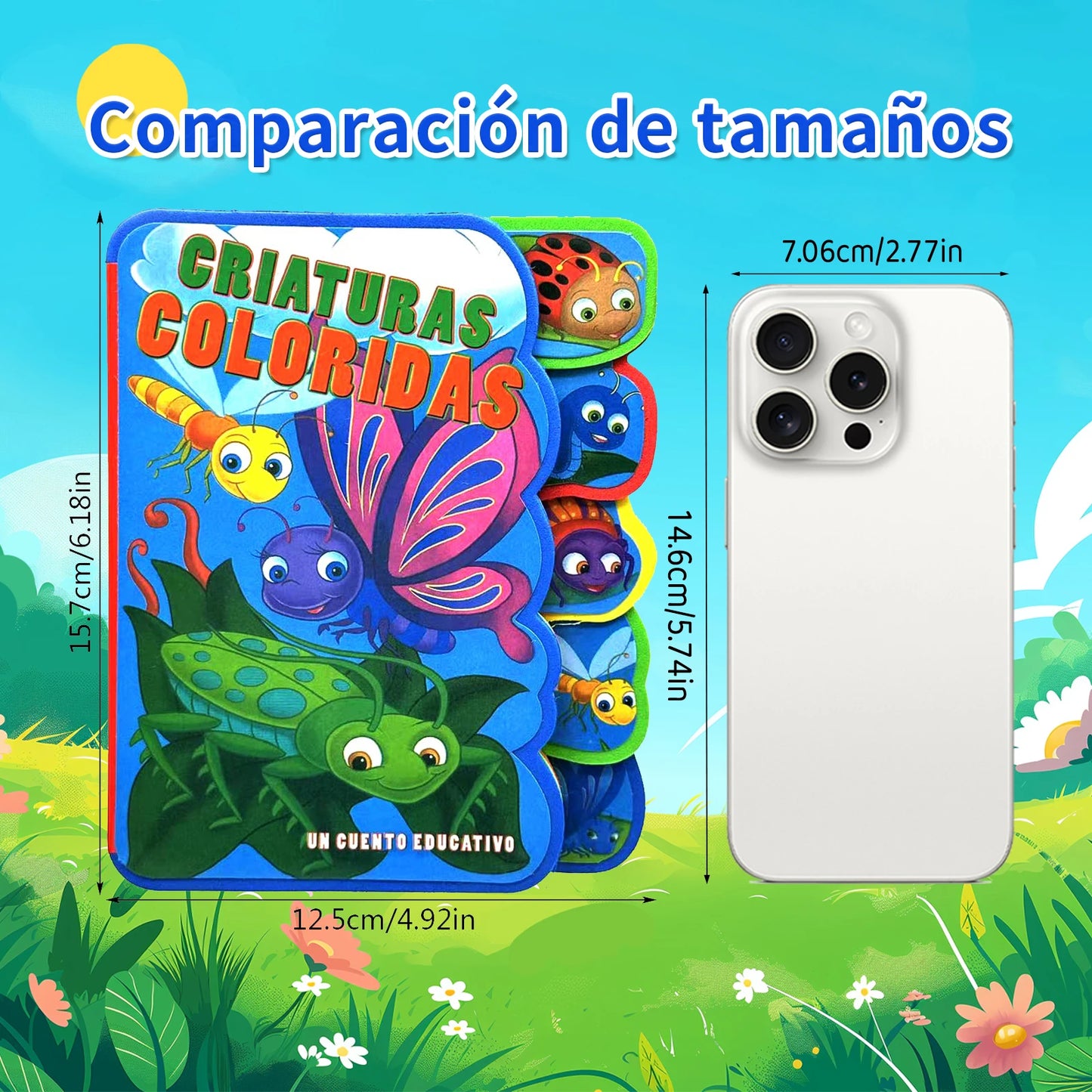 Spanish Children's Cardboard Picture Story Book Animals/Insects Educational Preschool Learning Book Stimulates Kid's Interest