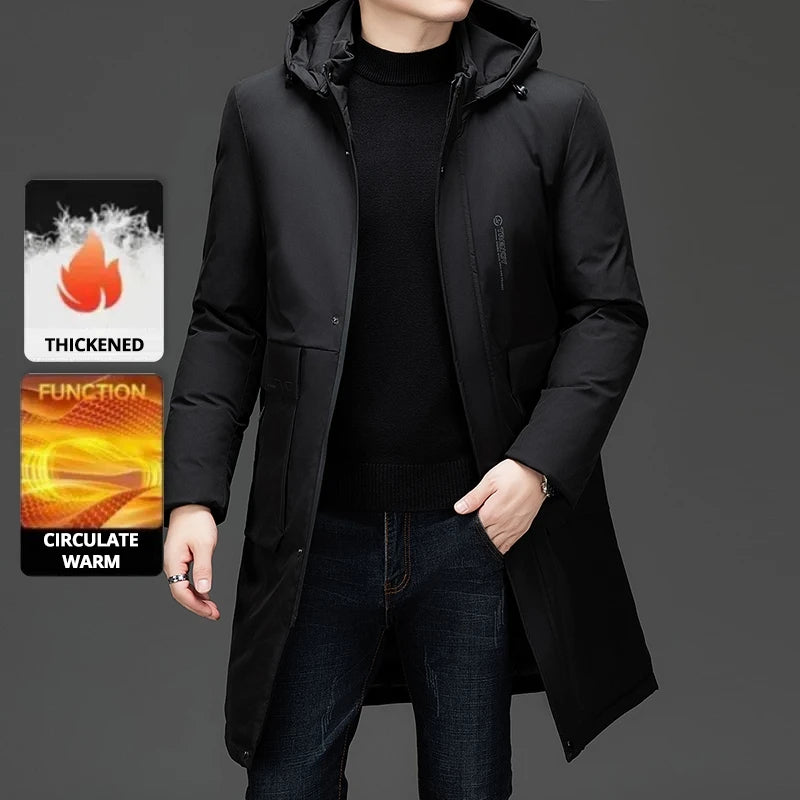 Long Thick Winter Hooded Parka Jacket Heavy Windbreaker Outdoor Windproof Coats Outerwear