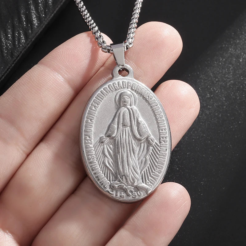Unisex Virgin Mary Blessing Necklace Pendant