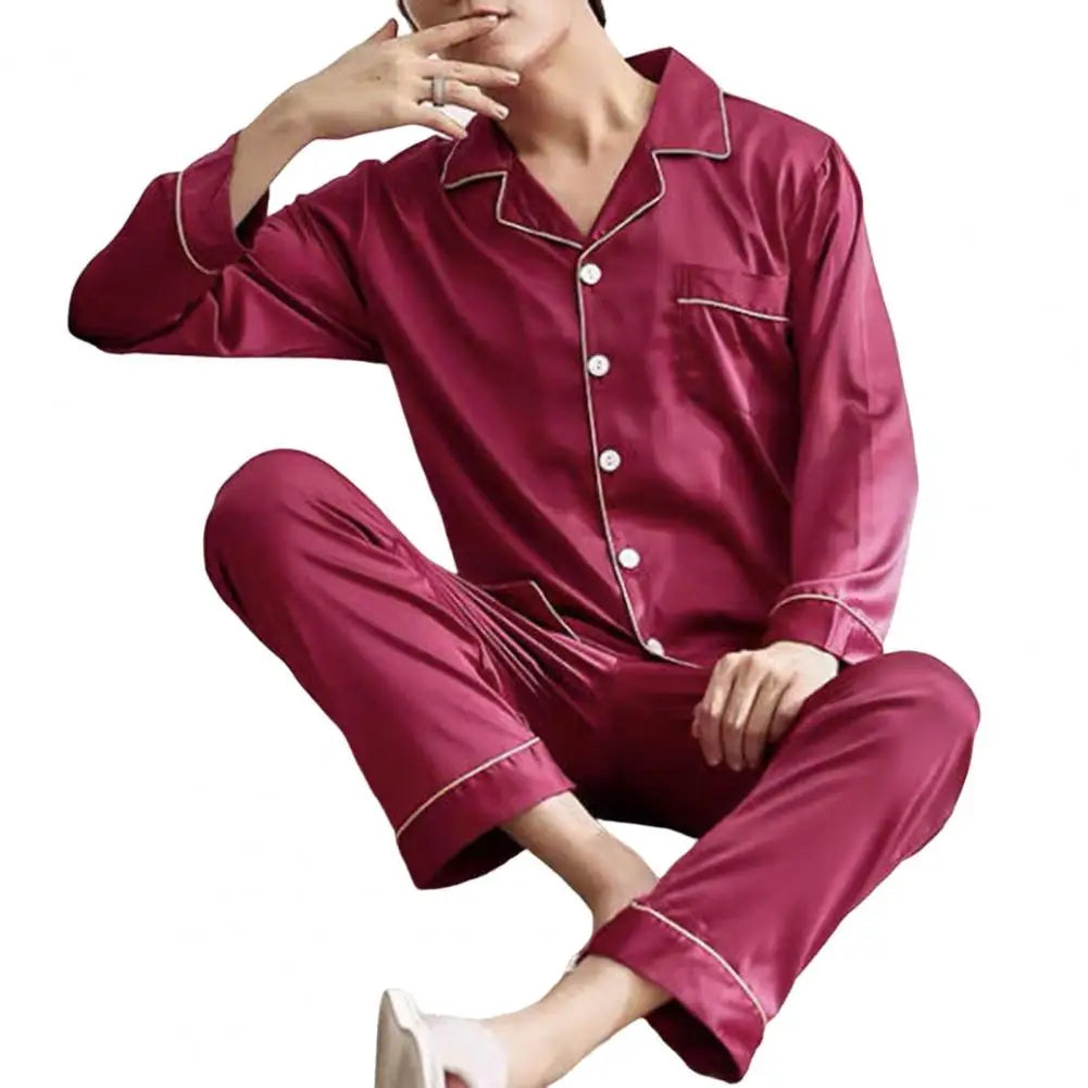 Pajama Sets For Men's Satin Silk