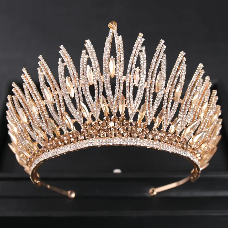 Gold Color Luxury Crystal Wedding Tiaras Crowns Party Rhinestone Prom Bridal Diadem Crown Tiara Hair Jewelry