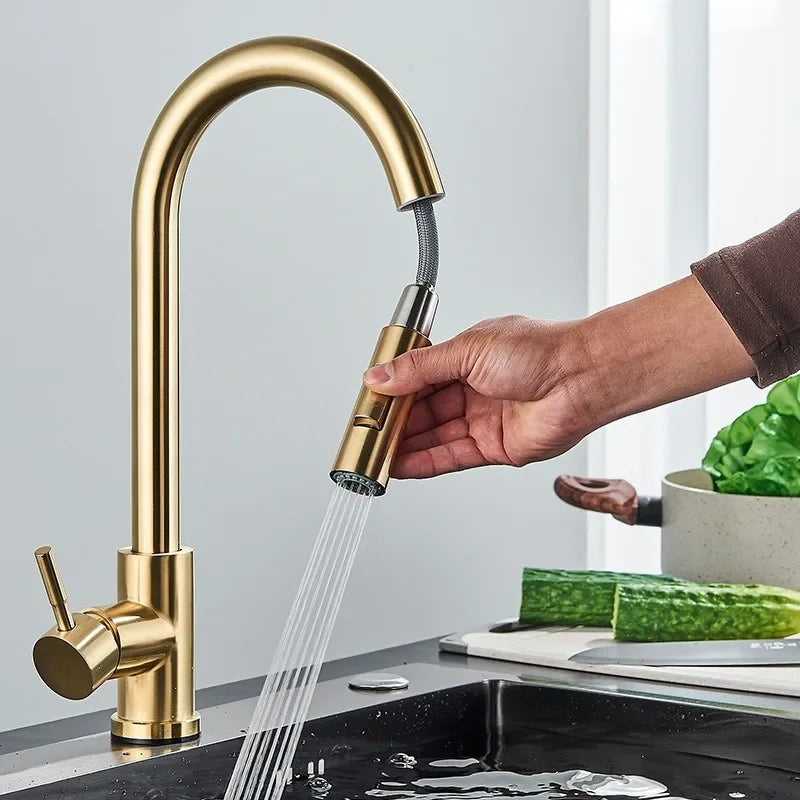 Kitchen Faucet Two Function Single Handle Pull Out Mixer Hot and Cold Water Taps