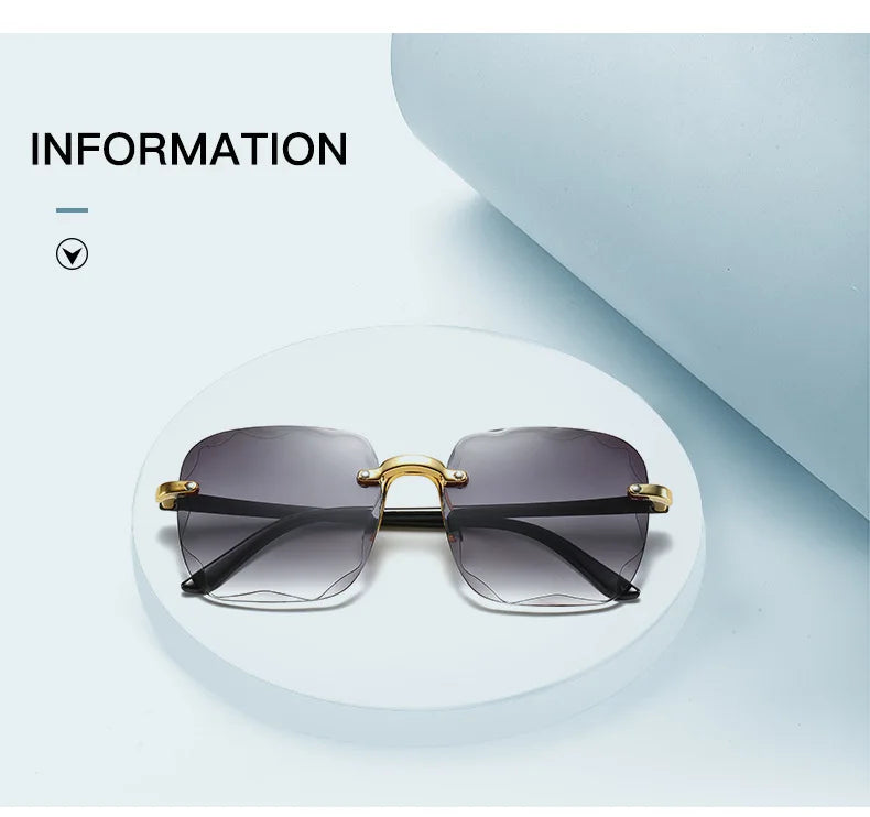 Sunglasses For Women ladies Rimless Diamond cutting Lens Brand Designer Ocean Shades