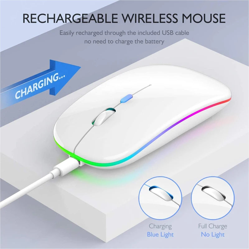 LED Wireless Mouse USB Rechargeable