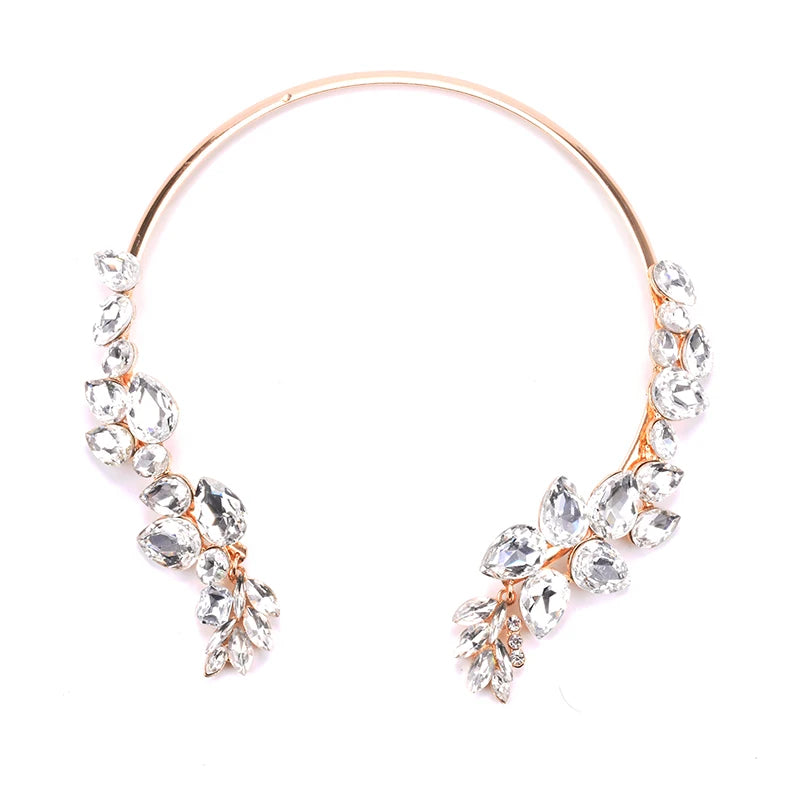 Baroque Open Choker Necklace Women Layered Crystal Tassel Large Collar Necklace Jewelry