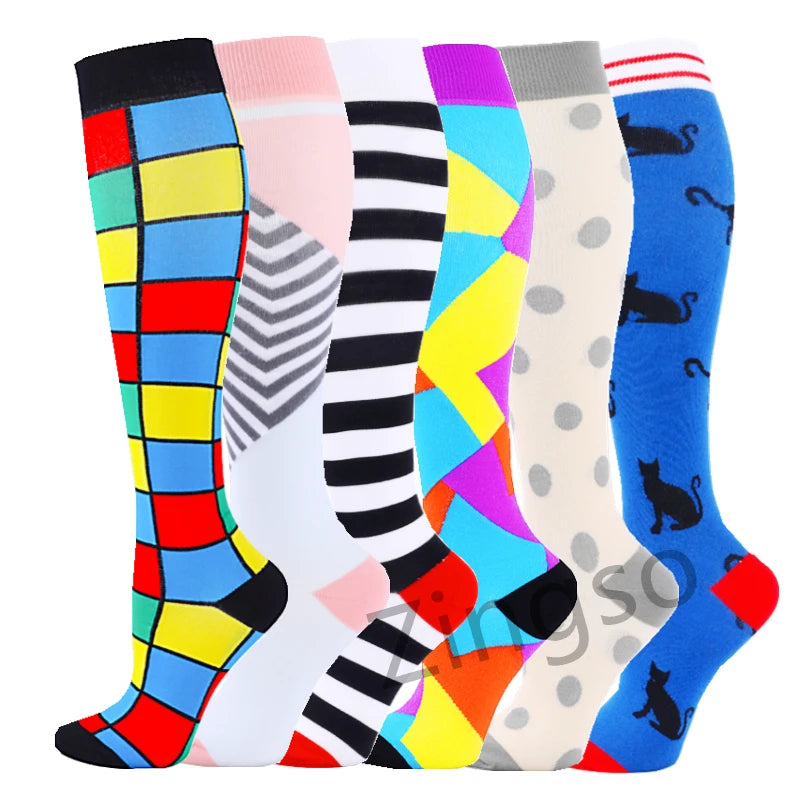 3/67 Pair Compression Stocking Women Men Knee High 30mmHg Edema Diabetes Varicose Veins Running Travel Sport Compression Socks