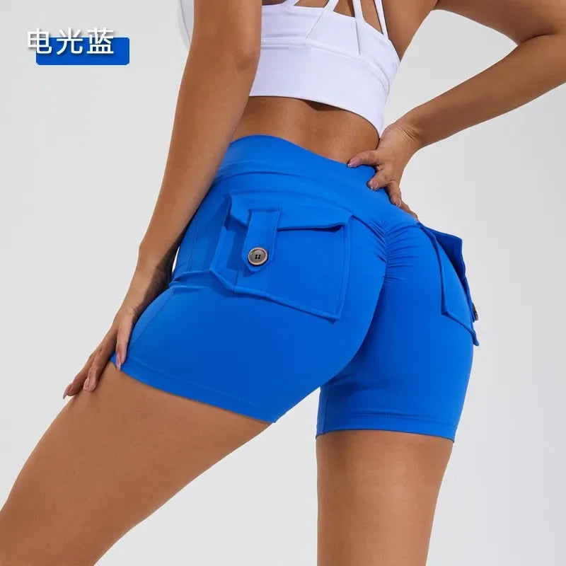 Summer Fitness Exercise Yoga Three-Quarter Pants Cargo Pocket Shorts