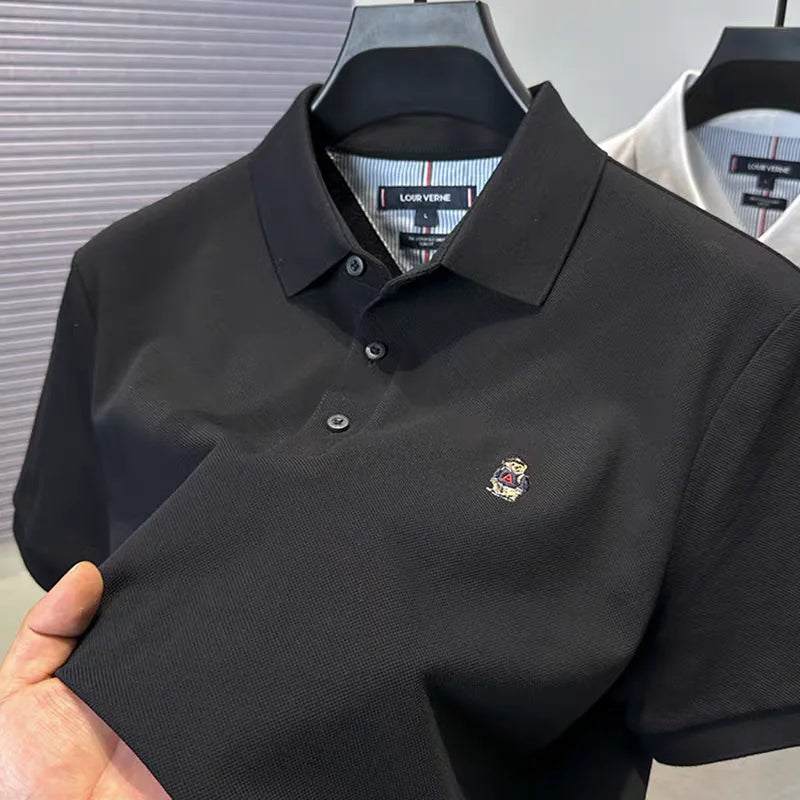 100% cotton high-end brand men short sleeve polo shirt cartoon bear embroidery comfort texture skin friendly breathable T-shirt