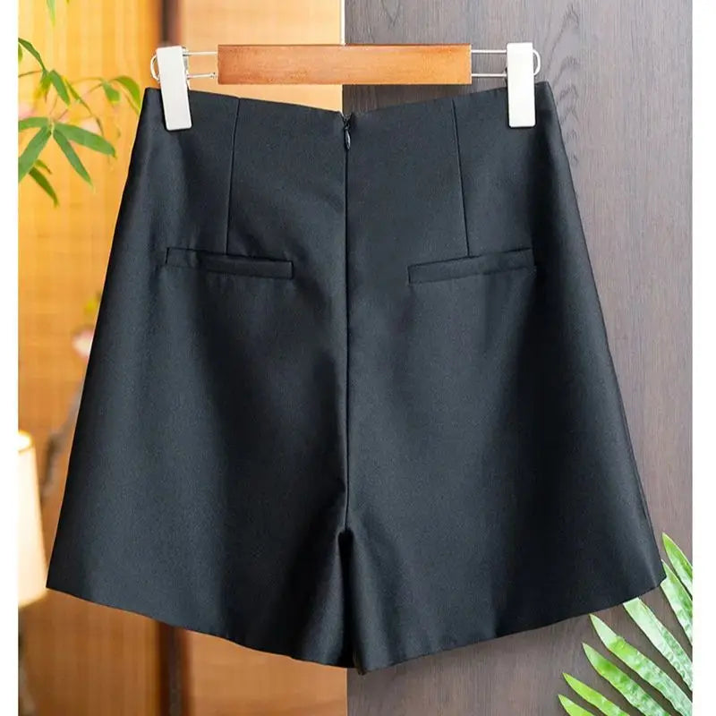 Summer Casual Suit Shorts Wide Legs Silk Satin