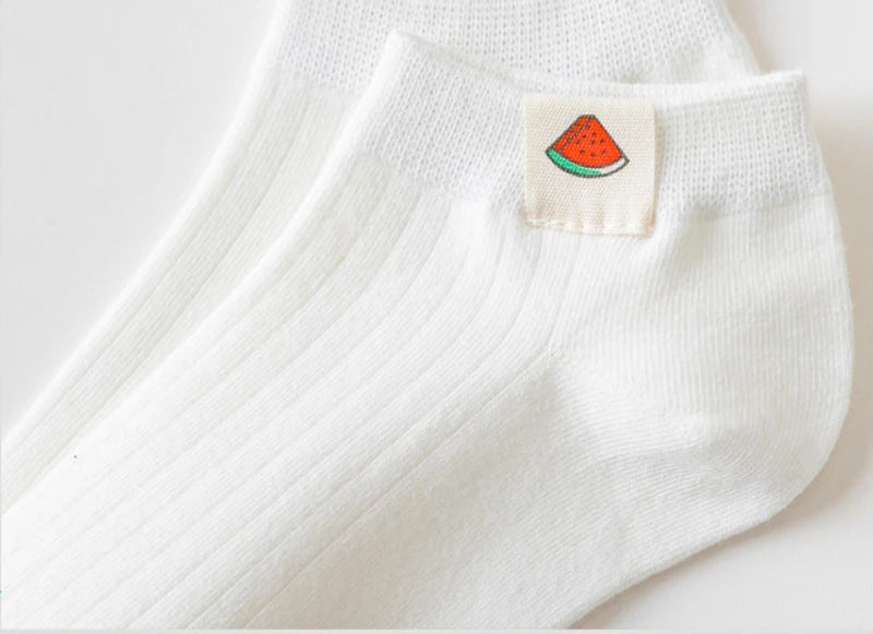 6 Pairs Women Cotton Breathable Short Socks Cartoon Fruit Sun Earth