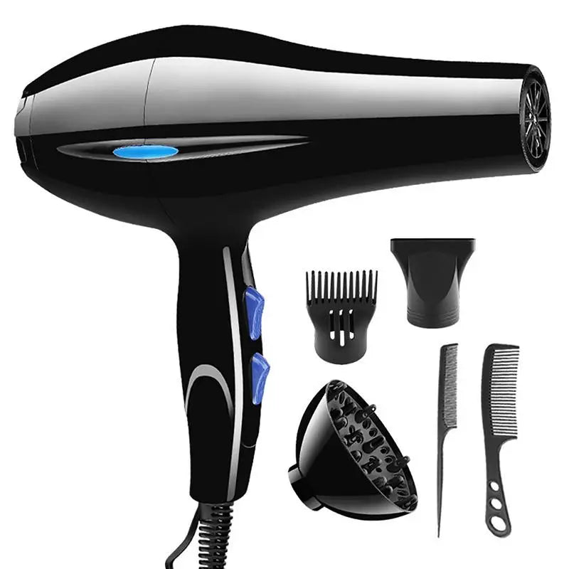 2200W Powerful Hair Dryer with Nozzle Tail Comb Flat