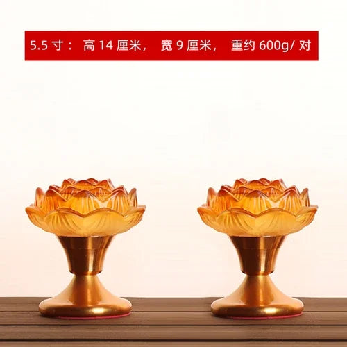Colorful Glass Lotus Simulated Candlestick, Feng Shui Peace and Love