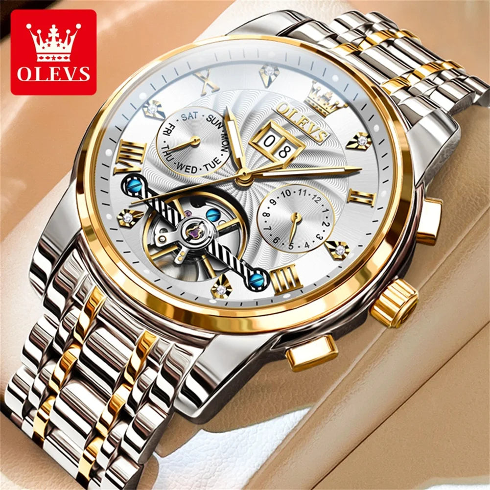 OLEVS Classic Men's Watch Tourbillon Multi-function Full Automatic Men Watch