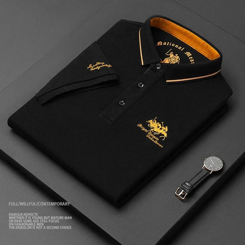 High Quality Men's Cotton Embroidered Summer Polo Shirt Short Sleeve T-shirt