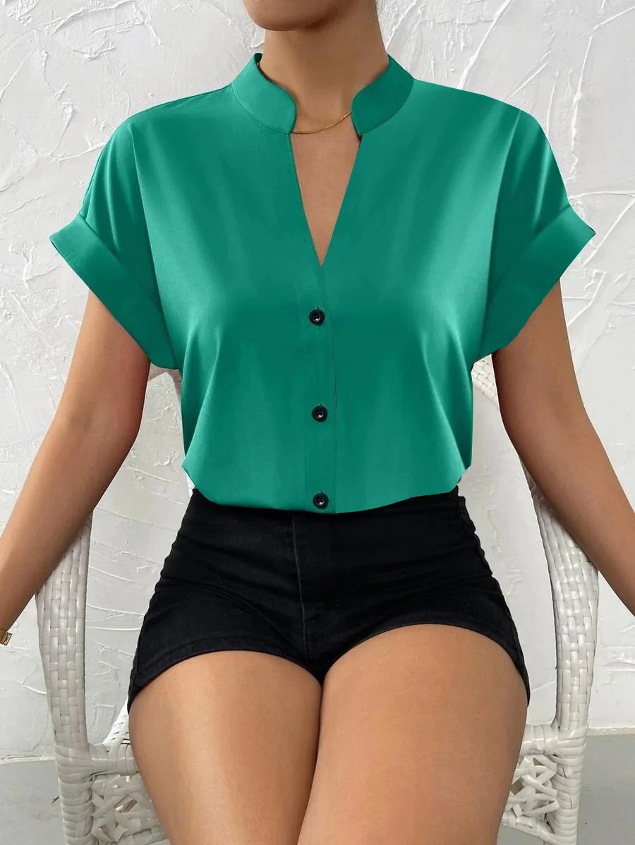 Elegant Summer V-neck Women's Shirt