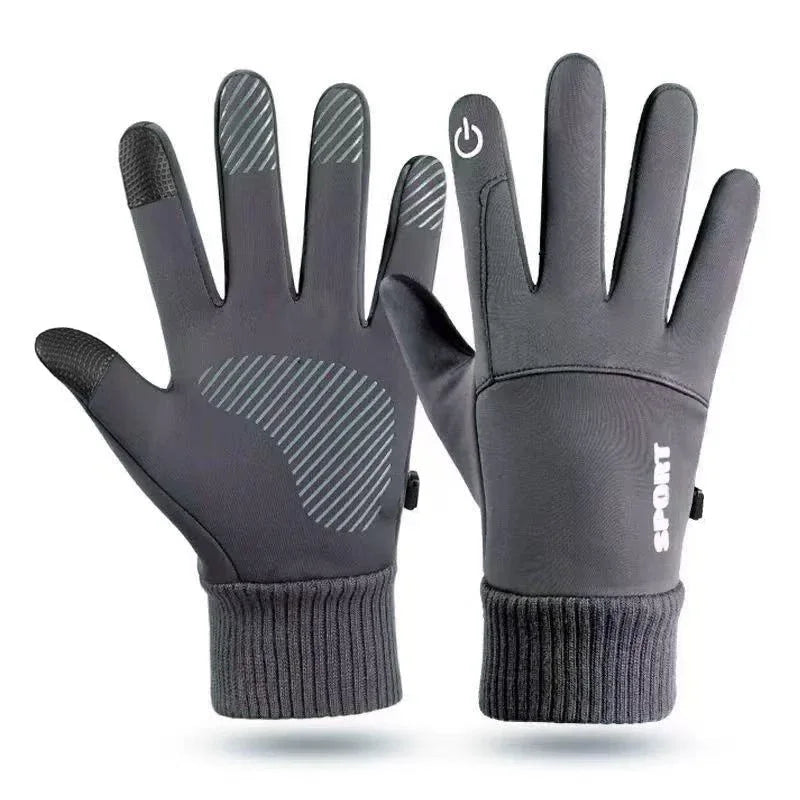 Autumn Winter Warm Full Finger Gloves Fashionable Outdoor Sports Touch Screen Anti Cold Non-slip Velvet Gloves