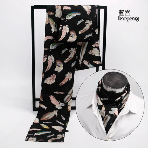 Men's silk scarves British strip printed narrow scarf suit decorative
